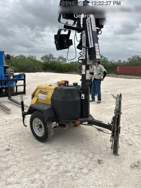 2022 Allmand NLV3GR (4) LED Light Fixture 350W, 23' Vertical Mast, 3kW Prime, Towable, Deep Sea L401, Leveling Jacks, Yanmar T4F 5.8hp