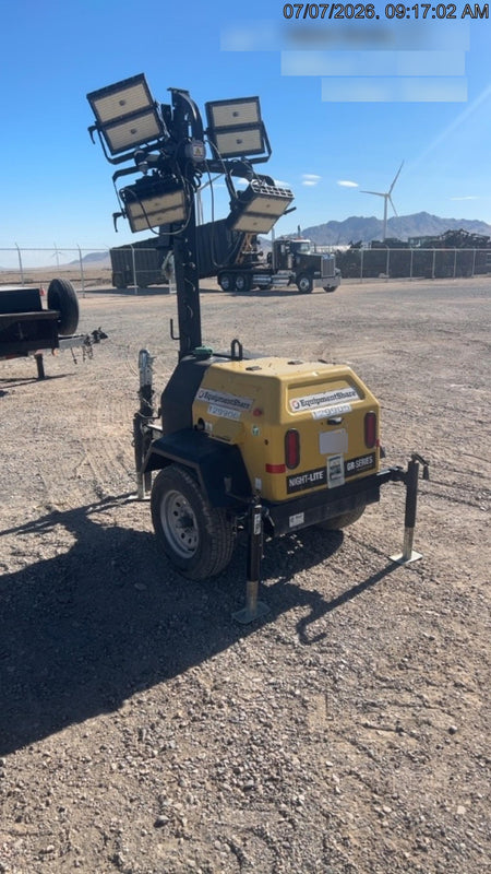 2021 Allmand NLV3GR (4) LED Light Fixture 350W, 23' Vertical Mast, 3kW Prime, Towable, Deep Sea L401, Leveling Jacks, Yanmar T4F 5.8hp