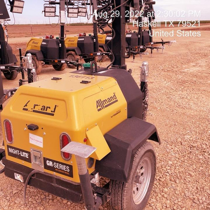 2022 Allmand NLV3GR (4) LED Light Fixture 350W, 23' Vertical Mast, 3kW Prime, Towable, ES Decals, T3