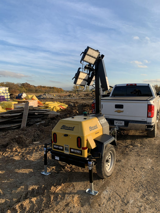 2022 Allmand NLV3GR (4) LED Light Fixture 350W, 23' Vertical Mast, 3kW Prime, Towable, ES Decals, T3