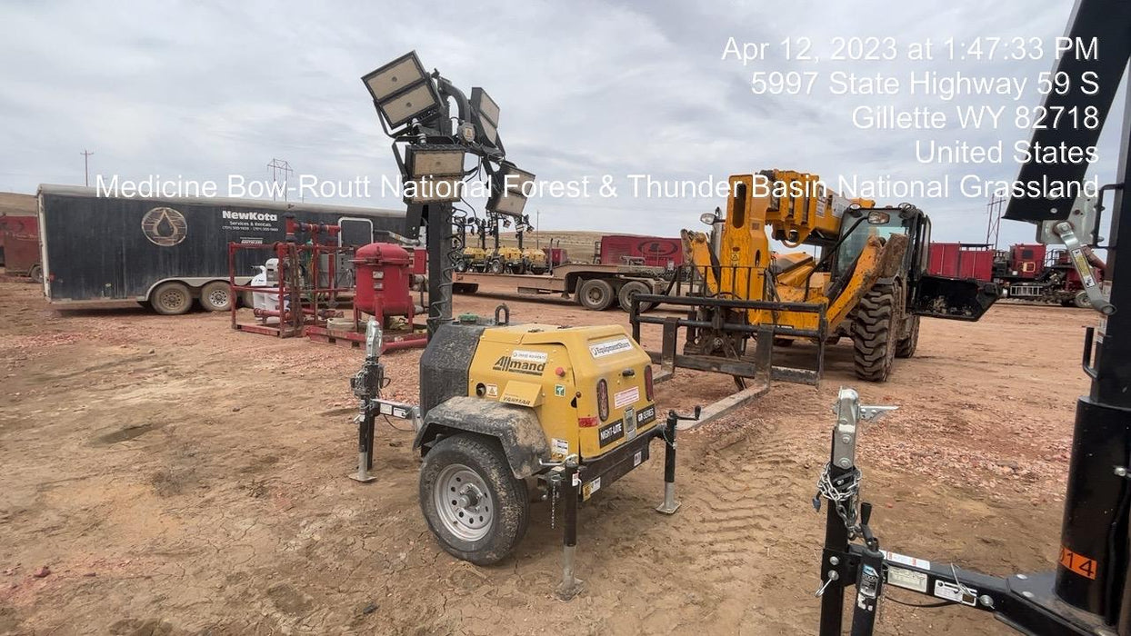 2022 Allmand NLV3GR (4) LED Light Fixture 350W, 23' Vertical Mast, 3kW Prime, Towable, ES Decals, T3