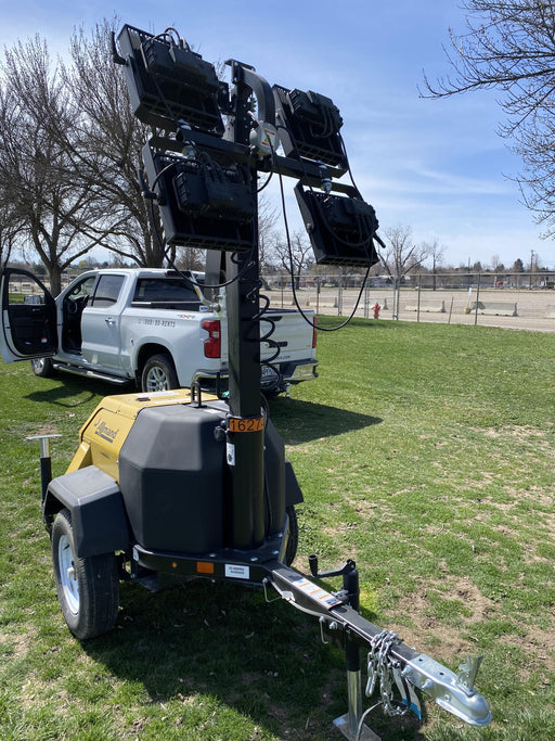 2021 Allmand NLV3GR (4) LED Light Fixture 350W, 23' Vertical Mast, 3kW Prime, Towable, Deep Sea L401, Leveling Jacks, Yanmar T4F 5.8hp