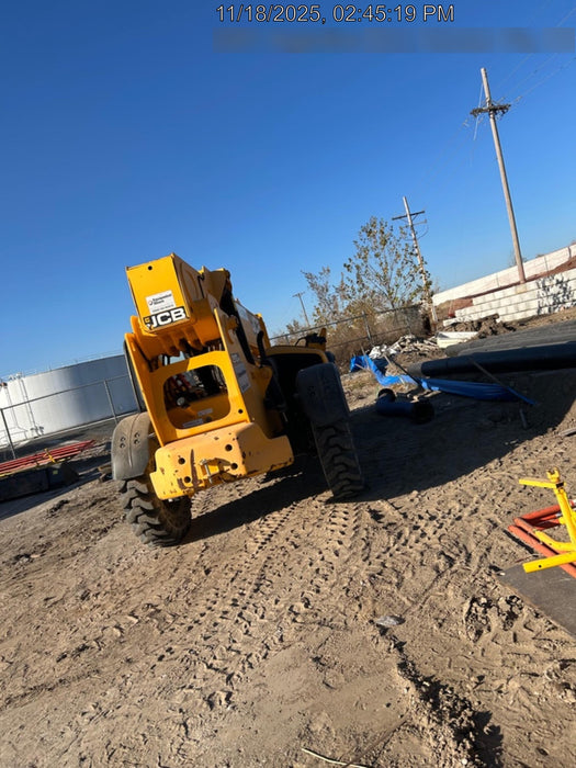 2019 JCB 510-56 74 HP w/Open ROPS, Beacon, Aux Hydraulics, Worklights, Solid Tires, 60" Carriage/Forks