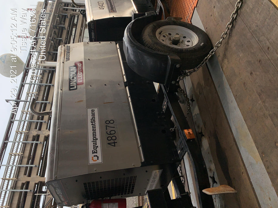 2019 Lincoln Electric Vantage 322 Ready-Pak 3, Two Wheel Trailer, Fender and Light Kit, Cable Rack