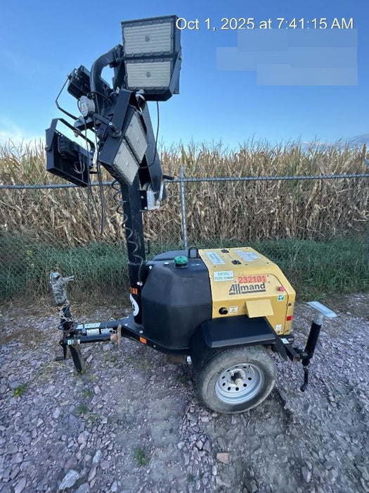 2022 Allmand NLV3GR (4) LED Light Fixture 350W, 23' Vertical Mast, 3kW Prime, Towable, Deep Sea L401, Leveling Jacks, Yanmar T4F 5.8hp