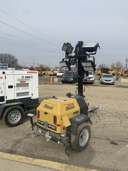 2022 Allmand NLV3GR (4) LED Light Fixture 350W, 23' Vertical Mast, 3kW Prime, Towable, Deep Sea L401, Leveling Jacks, Yanmar T4F 5.8hp