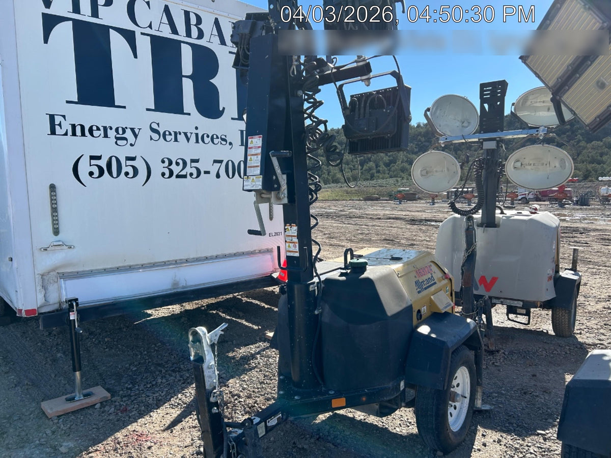 2021 Allmand NLV3GR (4) LED Light Fixture 350W, 23' Vertical Mast, 3kW Prime, Towable, Deep Sea L401, Leveling Jacks, Yanmar T4F 5.8hp