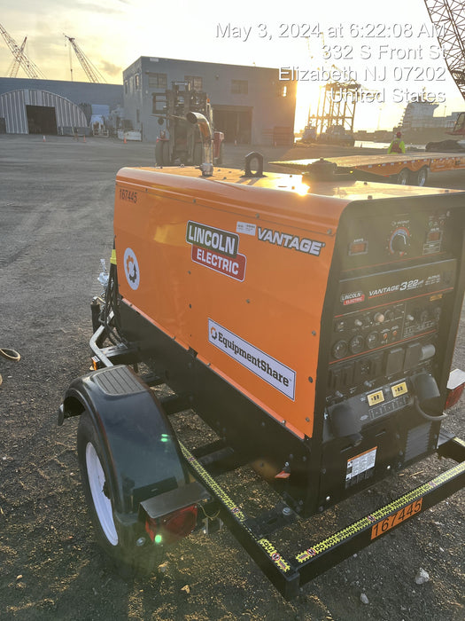 2021 Lincoln Electric Vantage 322 Vantage 322 Ready Pak 3 w/ Decals, ORANGE (includes trailer, cable rack, fender light kit) NO Telematics