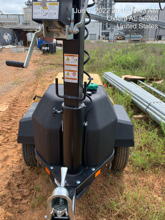 2022 Allmand NLV3GR (4) LED Light Fixture 350W, 23' Vertical Mast, 3kW Prime, Towable, Deep Sea L401, Leveling Jacks, Yanmar T4F 5.8hp