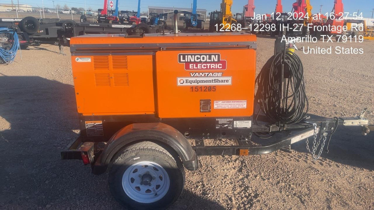 2021 Lincoln Electric Vantage 322 Vantage 322 Ready Pak 3 w/ Telematics & Decals, ORANGE (includes trailer, cable rack, fender light kit)