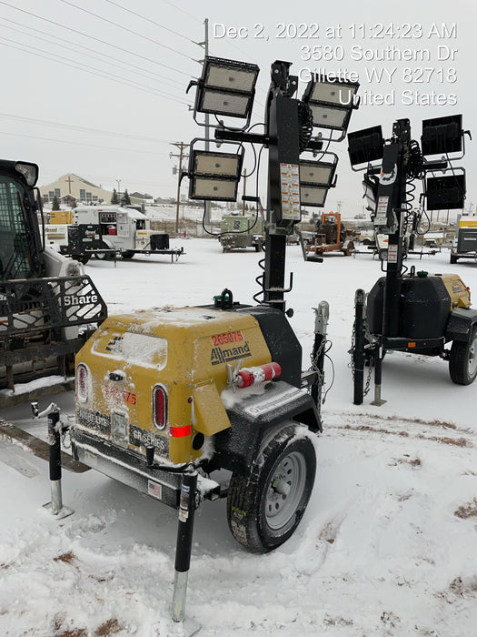 2022 Allmand NLV3GR (4) LED Light Fixture 350W, 23' Vertical Mast, 3kW Prime, Towable, ES Decals, T3
