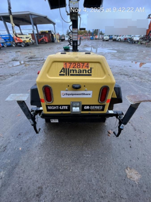 2021 Allmand NLV3GR (4) LED Light Fixture 350W, 23' Vertical Mast, 3kW Prime, Towable, Deep Sea L401, Leveling Jacks, Yanmar T4F 5.8hp