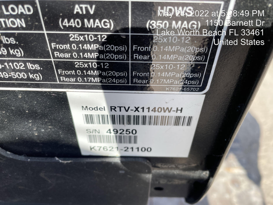 2022 KUBOTA RTV-X1140W-H (Canopy)