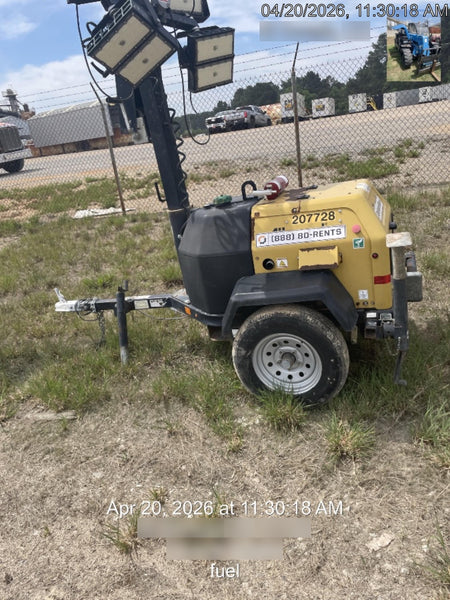 2022 Allmand NLV3GR (4) LED Light Fixture 350W, 23' Vertical Mast, 3kW Prime, Towable, Deep Sea L401, Leveling Jacks, Yanmar T4F 5.8hp