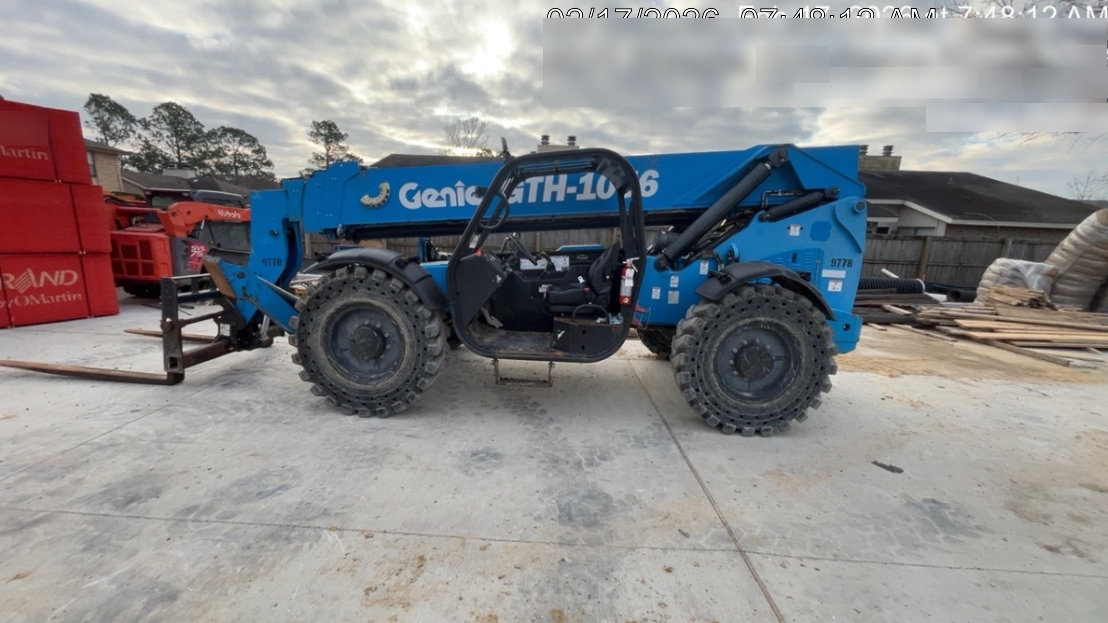2018 Genie GTH-1056 Genie GTH-1056 w/Open ROPS, Solid Tires, Work Light/Beacon, 60" Carriage and Forks