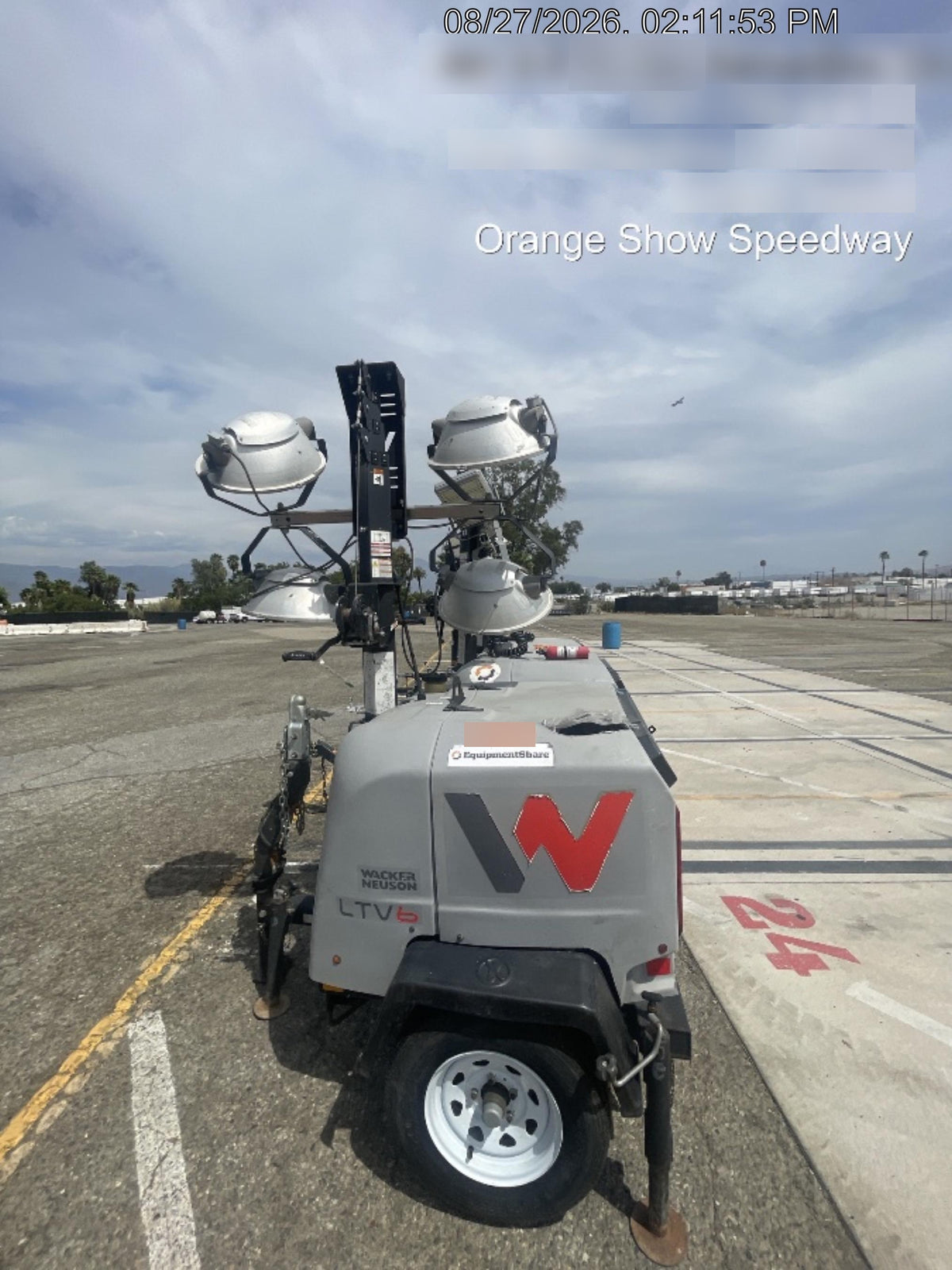2019 Wacker Neuson LTV6L-MH Wacker Neuson LTV6L Mobile Light Tower w/Fuel Level Sensor Installed