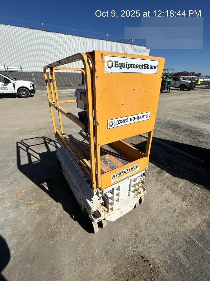 Custom Equipment HB-1430 Hy-Brid Scissor Lift
Platform capacity up to 670 lbs
Working height up to 20 ft
Weighs under 1,700 lbs
Non-marking wheels