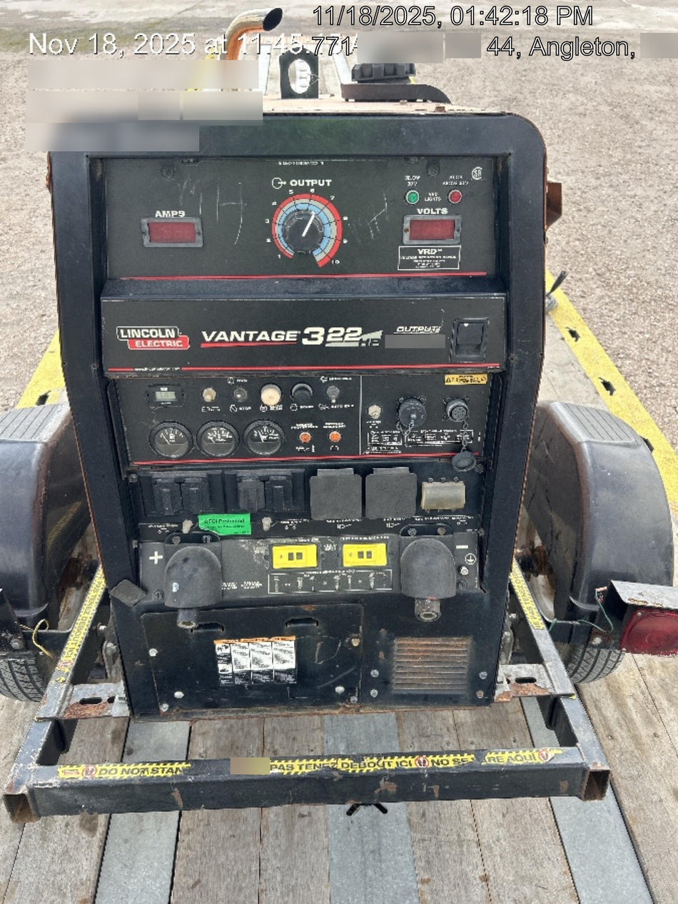 2021 Lincoln Electric Vantage 322 Vantage 322 Ready Pak 3 w/ Decals, ORANGE (includes trailer, cable rack, fender light kit) NO Telematics
