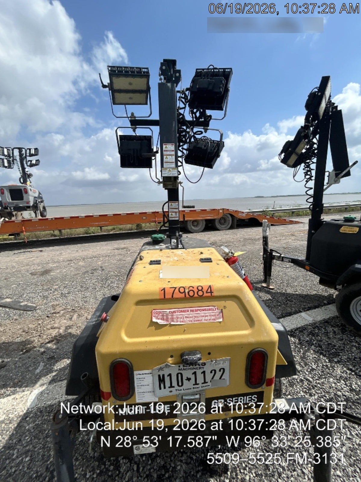 Allmand NLV3GR (4) LED Light Fixture 350W, 23' Vertical Mast, 3kW Prime, Towable, Deep Sea L401, Leveling Jacks, Yanmar T4F 5.8hp