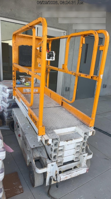 Custom Equipment HB-1430 <ul>
 <li>Hy-Brid Scissor Lift</li>
  <li>Platform capacity up to 670 lbs.</li>
  <li>Working height up to 20 ft</li>
  <li>Weighs under 1,700 lbs.</li>
  <li>Non-marking wheels </li>
</ul>