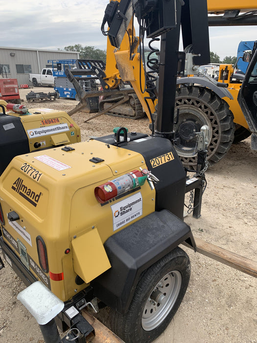 2022 Allmand NLV3GR (4) LED Light Fixture 350W, 23' Vertical Mast, 3kW Prime, Towable, Deep Sea L401, Leveling Jacks, Yanmar T4F 5.8hp