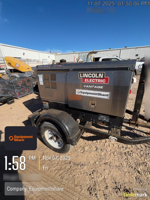2019 Lincoln Electric Vantage 322 Welder Ready-Pak 3, Two wheel trailer, Fender and Light kit, Cable Rack