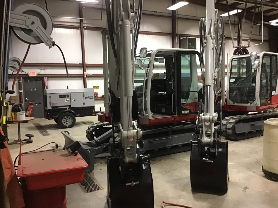 2019 Takeuchi TB290 Cab, AC, Rubber Tracks, Dozer Blade, Travel Alarm, Control Pattern Change Valve, Auxiliary Hydraulics w/18" Quick Coupler Bucket with teeth, 6.2 cu. ft. capacity/24" Quick Coupler Bucket with teeth, 8.6 cu. ft. capacity/36" Quick Coupler Bucket with teeth, 13.4 cu. ft. capacity, Quick Coupler, Hydraulic Thumb Installed