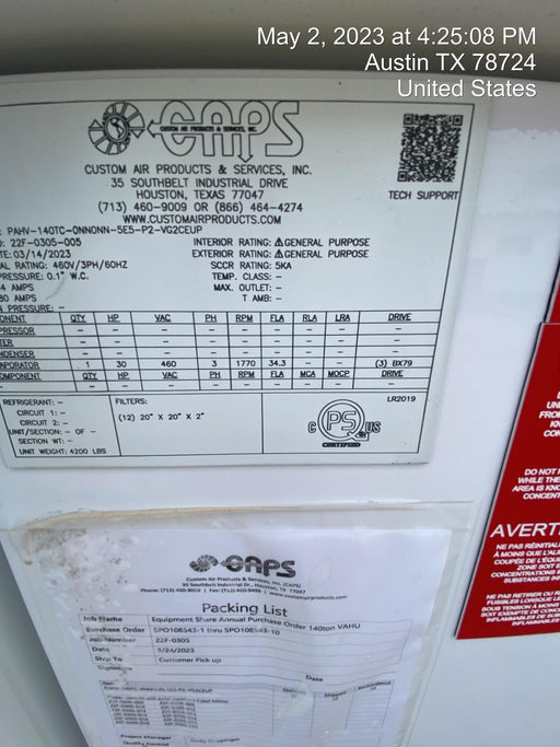 2023 CAPS PAHV-140TC-0NN0NN-5E5-P2-VG2CEUP