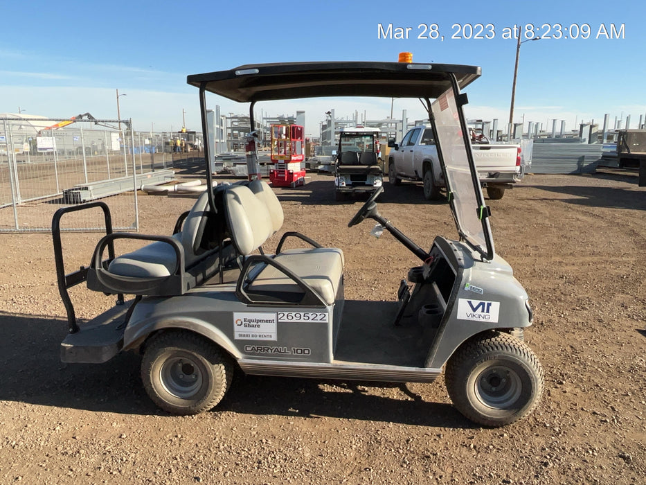 2022 Club Car CA100E Canopy, Fold down Windshield, Beacon, Back up Alarm, All-Trail Trials, HD 8 V Batteries, Trailer Hitch and Ball