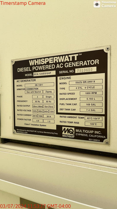 2022 MULTIQUIP DCA125