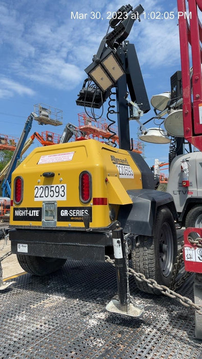 2022 Allmand NLV3GR (4) LED Light Fixture 350W, 23' Vertical Mast, 3kW Prime, Towable, Deep Sea L401, Leveling Jacks, Yanmar T4F 5.8hp