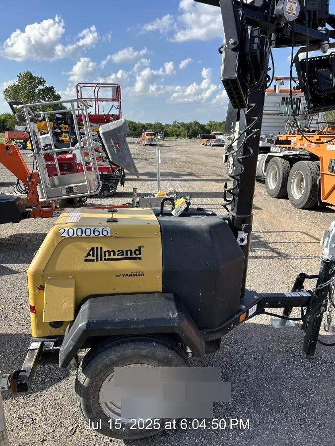 2022 Allmand NLV3GR (4) LED Light Fixture 350W, 23' Vertical Mast, 3kW Prime, Towable, Deep Sea L401, Leveling Jacks, Yanmar T4F 5.8hp