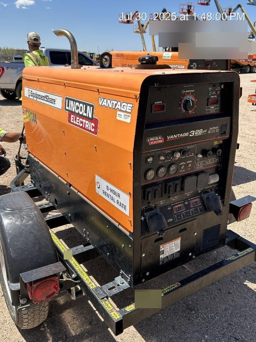 2021 Lincoln Electric Vantage 322 Vantage 322 Ready Pak 3 w/ Decals, ORANGE (includes trailer, cable rack, fender light kit) NO Telematics