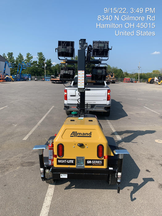 2022 Allmand NLV3GR (4) LED Light Fixture 350W, 23' Vertical Mast, 3kW Prime, Towable, ES Decals, T3