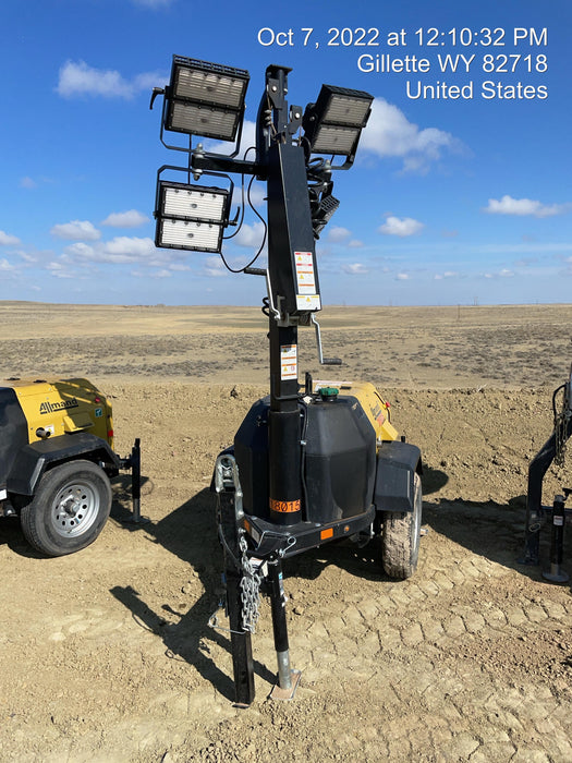 2022 Allmand NLV3GR (4) LED Light Fixture 350W, 23' Vertical Mast, 3kW Prime, Towable, Deep Sea L401, Leveling Jacks, Yanmar T4F 5.8hp