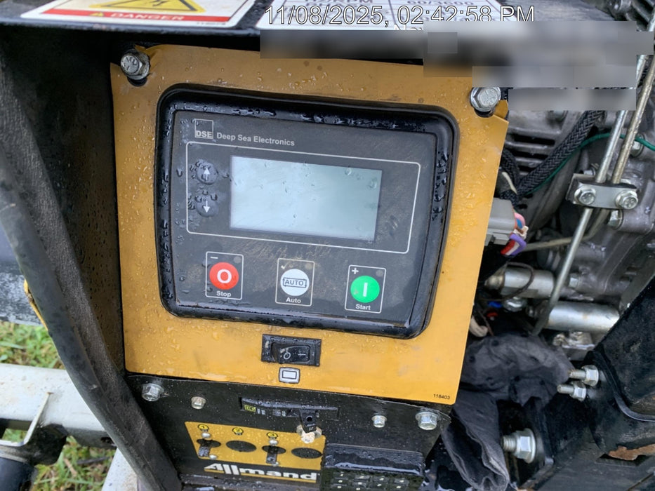 2022 Allmand NLV3GR (4) LED Light Fixture 350W, 23' Vertical Mast, 3kW Prime, Towable, Deep Sea L401, Leveling Jacks, Yanmar T4F 5.8hp