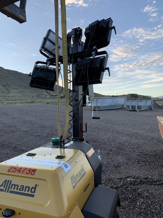 2022 Allmand NLV3GR (4) LED Light Fixture 350W, 23' Vertical Mast, 3kW Prime, Towable, ES Decals, T3