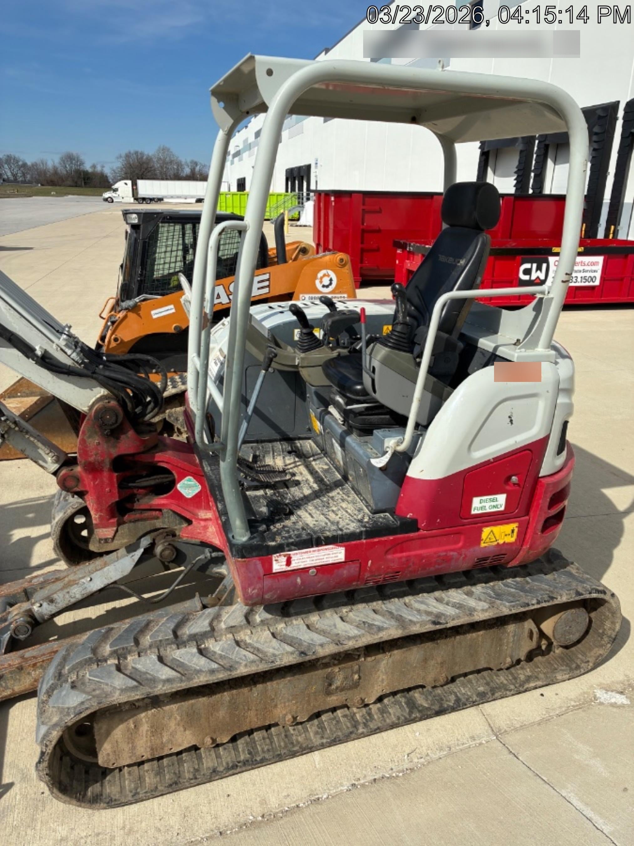 2019 Takeuchi TB260 Takeuchi TB260 Canopy w/Rubber Tracks, Auxiliary Hydraulics, Standard Blade, Manual QC