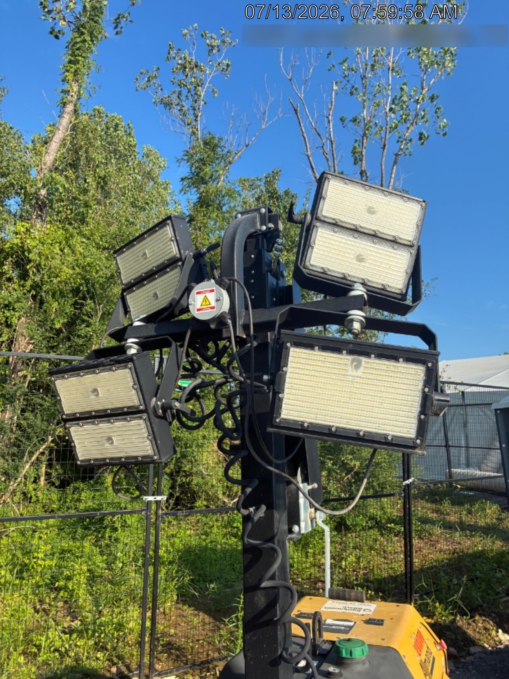 2022 Allmand NLV3GR (4) LED Light Fixture 350W, 23' Vertical Mast, 3kW Prime, Towable, Deep Sea L401, Leveling Jacks, Yanmar T4F 5.8hp
