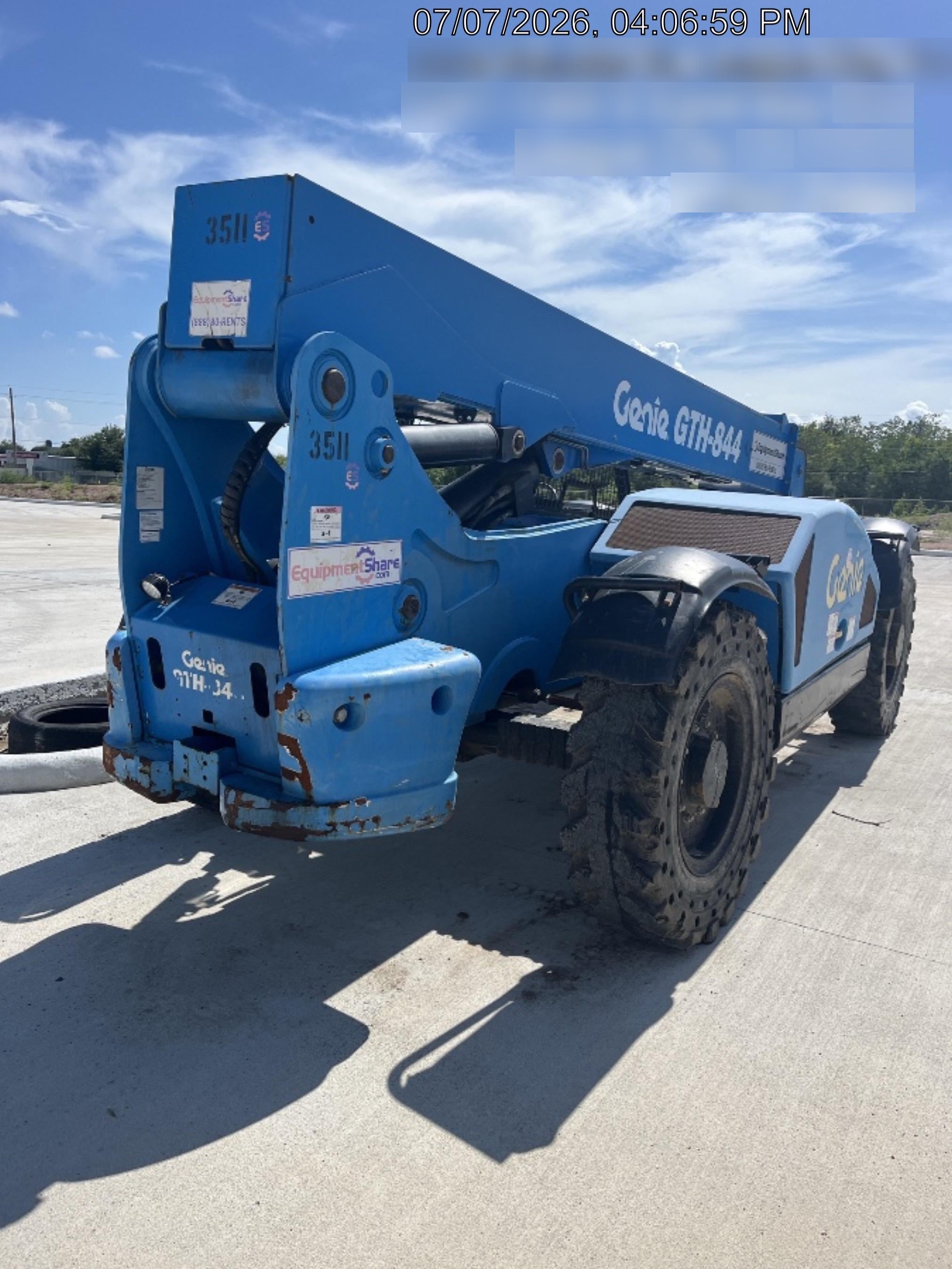 2017 Genie GTH-844 Diesel Engine, Solid Tires, 60" Carriage, Open ROPS