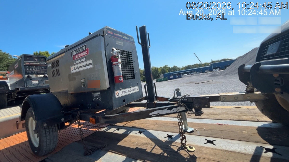 2019 Lincoln Electric Vantage 322 Ready-Pak 3, Two Wheel Trailer, Fender and Light Kit, Cable Rack