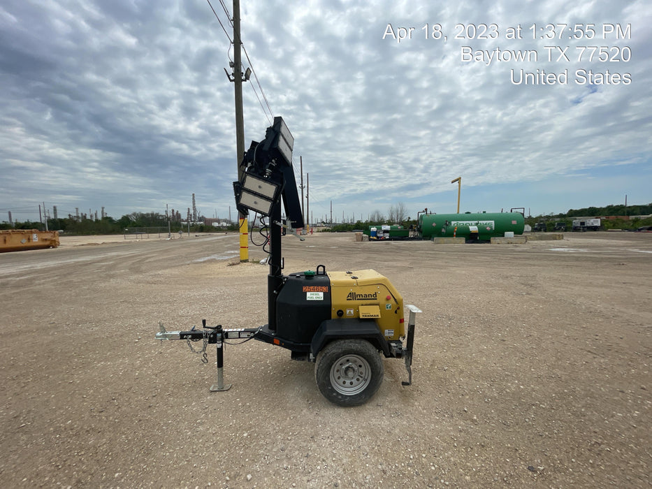 2022 Allmand NLV3GR (4) LED Light Fixture 350W, 23' Vertical Mast, 3kW Prime, Towable, ES Decals, T3