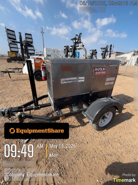 2019 Lincoln Electric Vantage 322 Welder Ready-Pak 3, Two wheel trailer, Fender and Light kit, Cable Rack