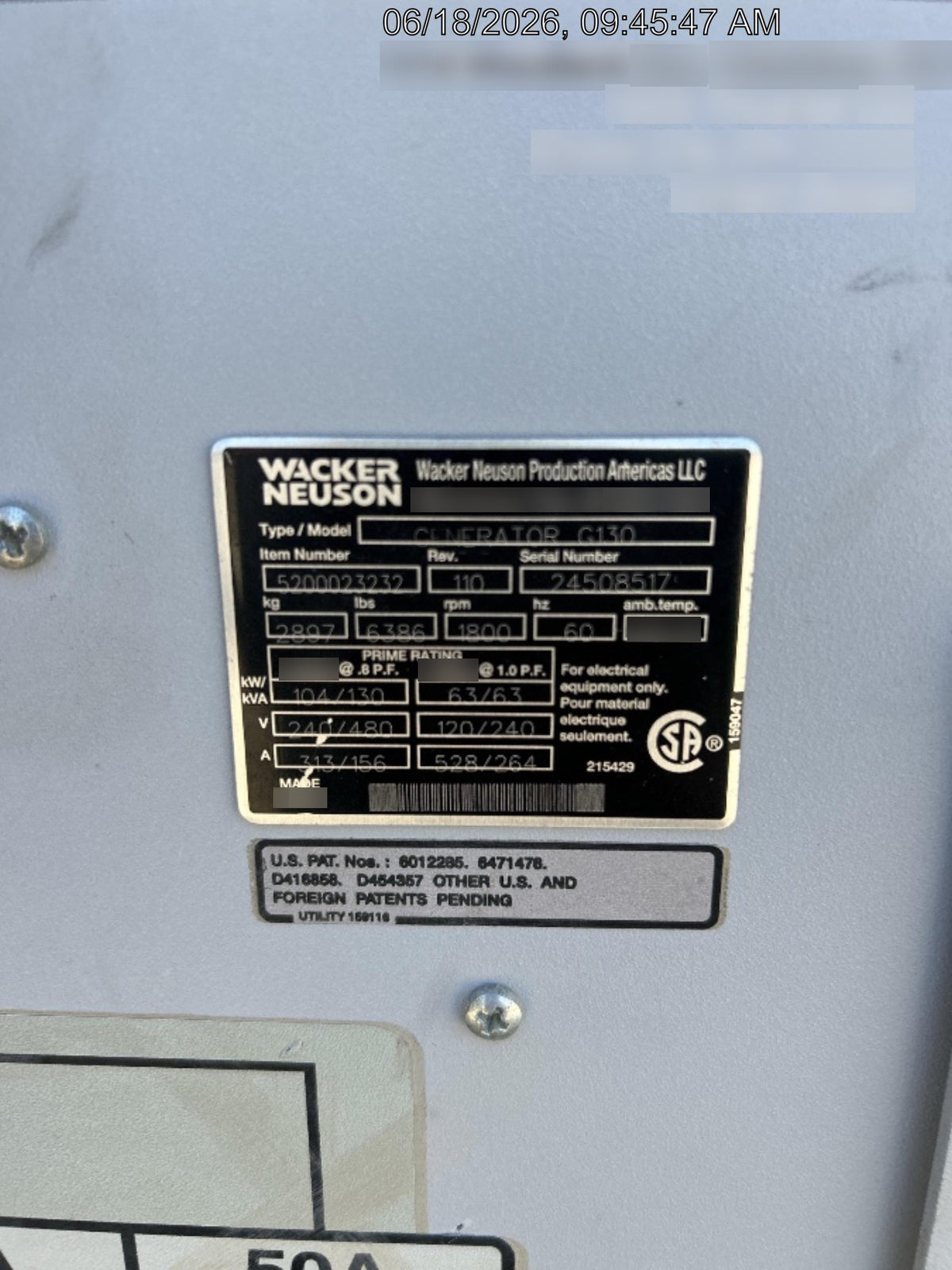 2019 WACKER NEUSON G130