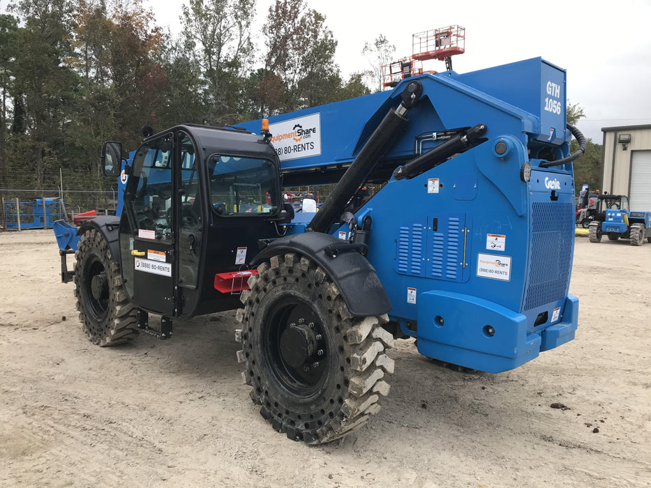 2019 Genie GTH-1056 Cab/Heat/AC, Solid RT Tires, LED Work Lights, Beacon 60" QA Carriage, 60" Forks