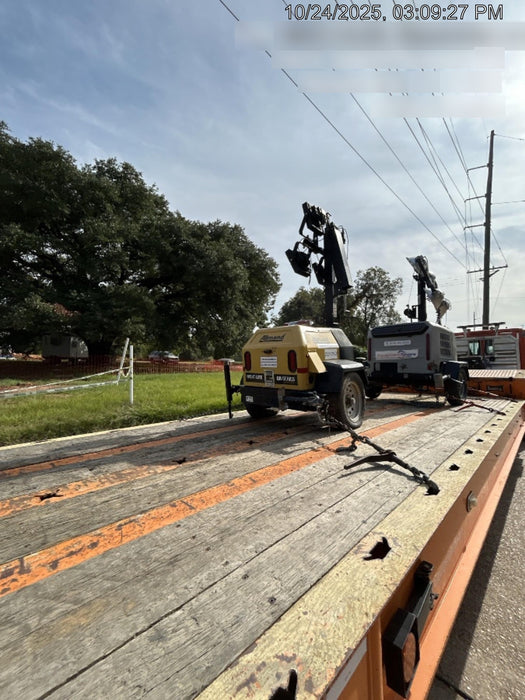 2022 Allmand NLV3GR (4) LED Light Fixture 350W, 23' Vertical Mast, 3kW Prime, Towable, Deep Sea L401, Leveling Jacks, Yanmar T4F 5.8hp