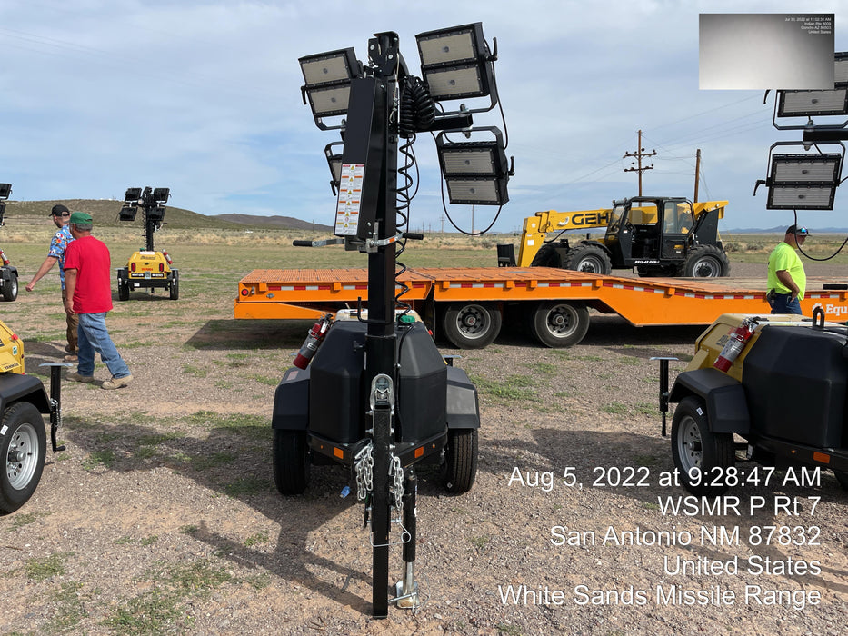 2022 Allmand NLV3GR (4) LED Light Fixture 350W, 23' Vertical Mast, 3kW Prime, Towable, ES Decals, T3