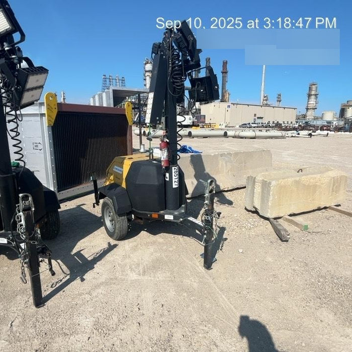 2022 Allmand NLV3GR (4) LED Light Fixture 350W, 23' Vertical Mast, 3kW Prime, Towable, ES Decals, T3