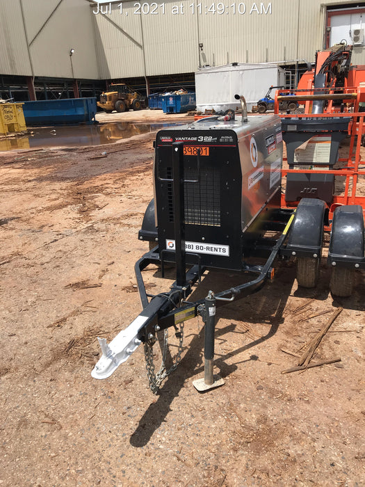 2019 Lincoln Electric Vantage 322 Welder Ready-Pak 3, Two wheel trailer, Fender and Light kit, Cable Rack