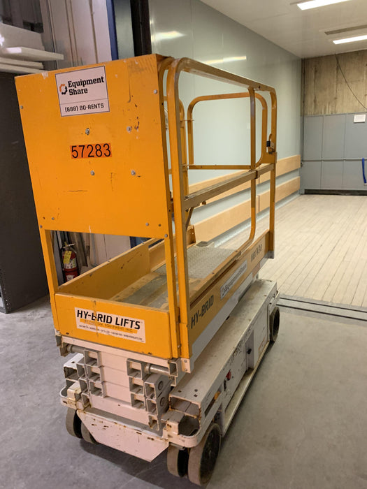 Custom Equipment HB-1430 <ul>
 <li>Hy-Brid Scissor Lift</li>
  <li>Platform capacity up to 670 lbs.</li>
  <li>Working height up to 20 ft</li>
  <li>Weighs under 1,700 lbs.</li>
  <li>Non-marking wheels </li>
</ul>
